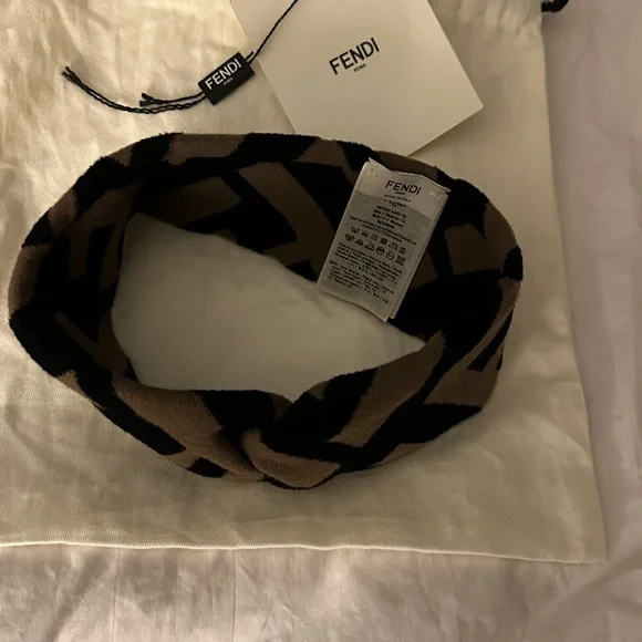 Fendi Black and Brown Logo Headband - Picture 8 of 10